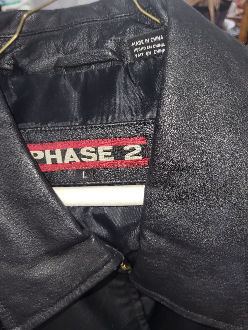 PHASE 2 Vintage Size Large Men's Black Leather Insulated Jacket